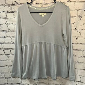 UGG Koolaburra Light Blue V-Neck Baby Doll Peplum Style Long‎ Sleeve Top Small